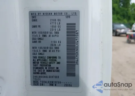 2020 Nissan Nv200 2.5S/2.5Sv from USA, damaged, VIN 3N6CM0KN0LK697089